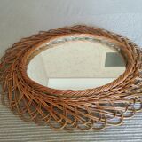 Oval rattan mirror 60s
