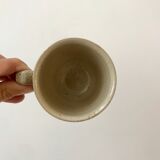 set of 10 cups and sub-cups in stoneware of the Marais handcrafted signed 70s