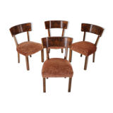 1930s art deco dining chairs in walnut, czechoslovakia
