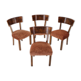 Chaises de salle à manger art déco des années 1930 en noyer, Tchécoslovaquie
