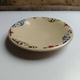 Plat Badonviller art déco beige à fleurs