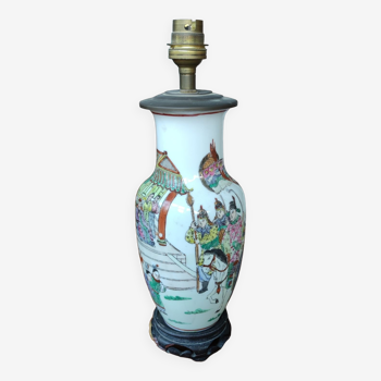 Ancienne lampe céramique décor japonisant