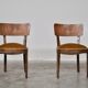 Vintage walnut chairs with studs & straps and springs in velvet, italy, 1920s, set of 2