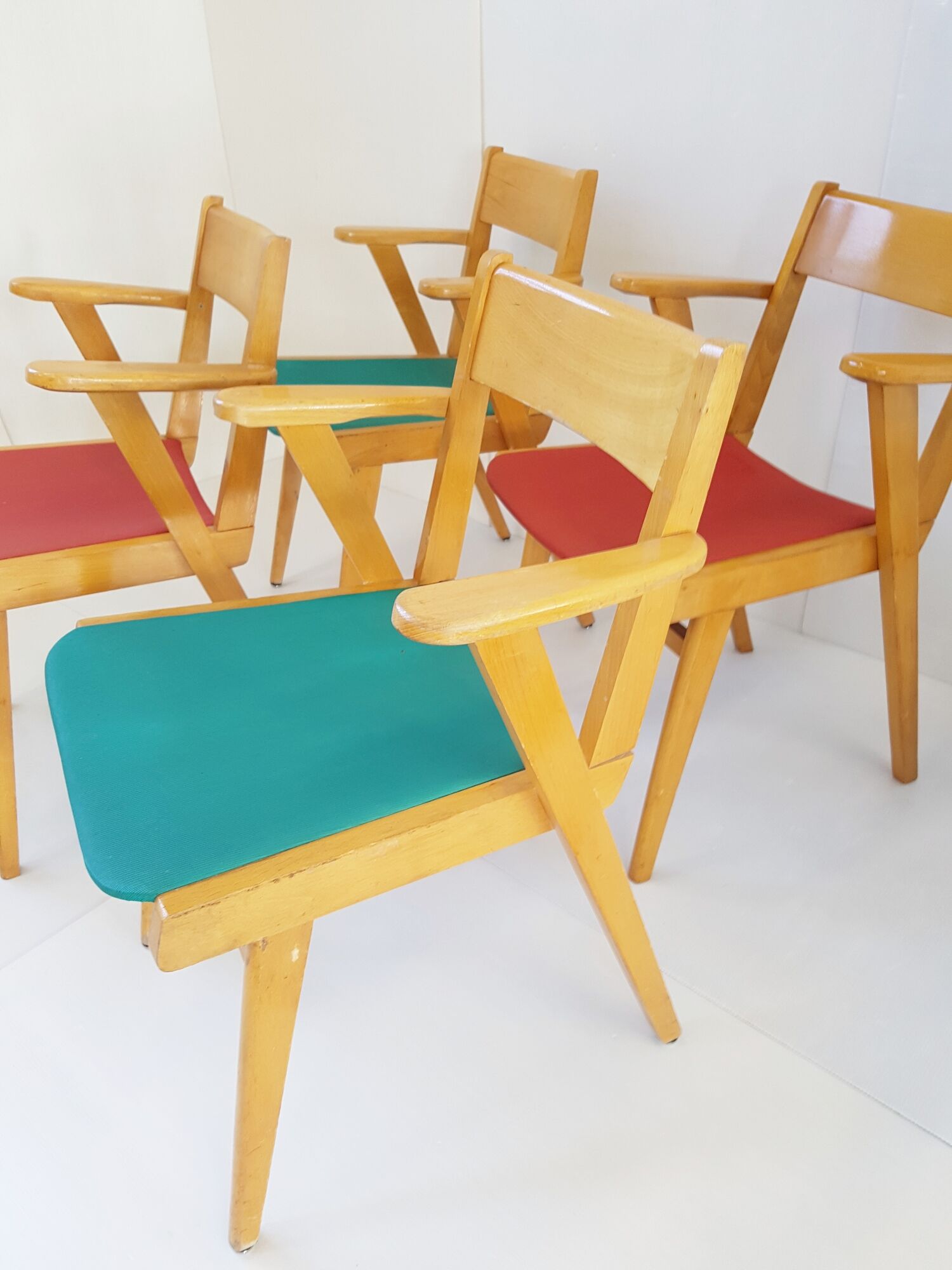 Set of 4 chairs chairs bridge 1950 vintage 50s rockabilly chairs zazou