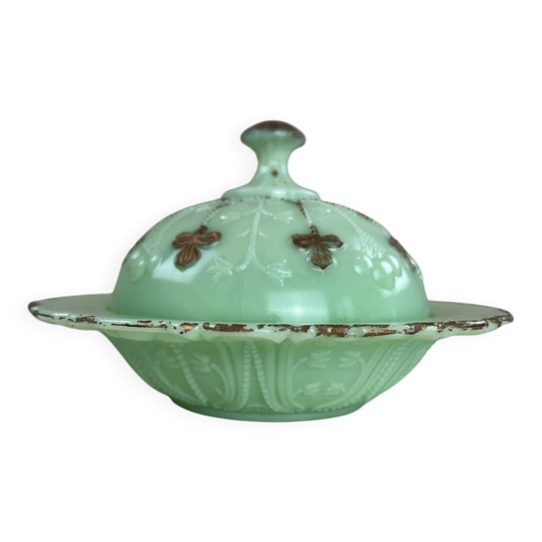Bonbonnière opaline vert jade