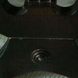 Lyre leg stool with storage, lion paw feet, English style.