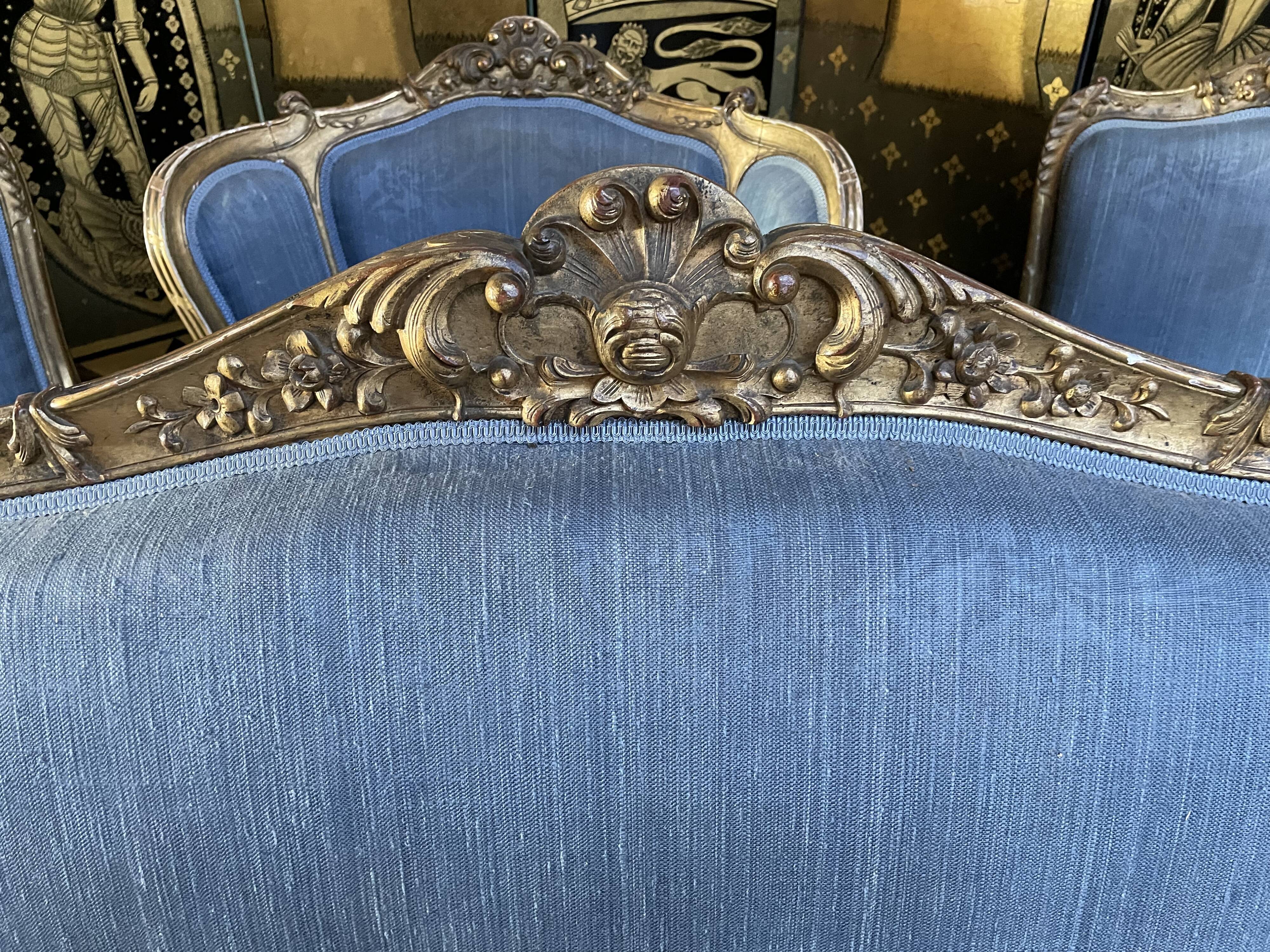 Complete living room louis XV style gilded wood 1900