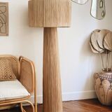 Minimalist raffia floor lamp