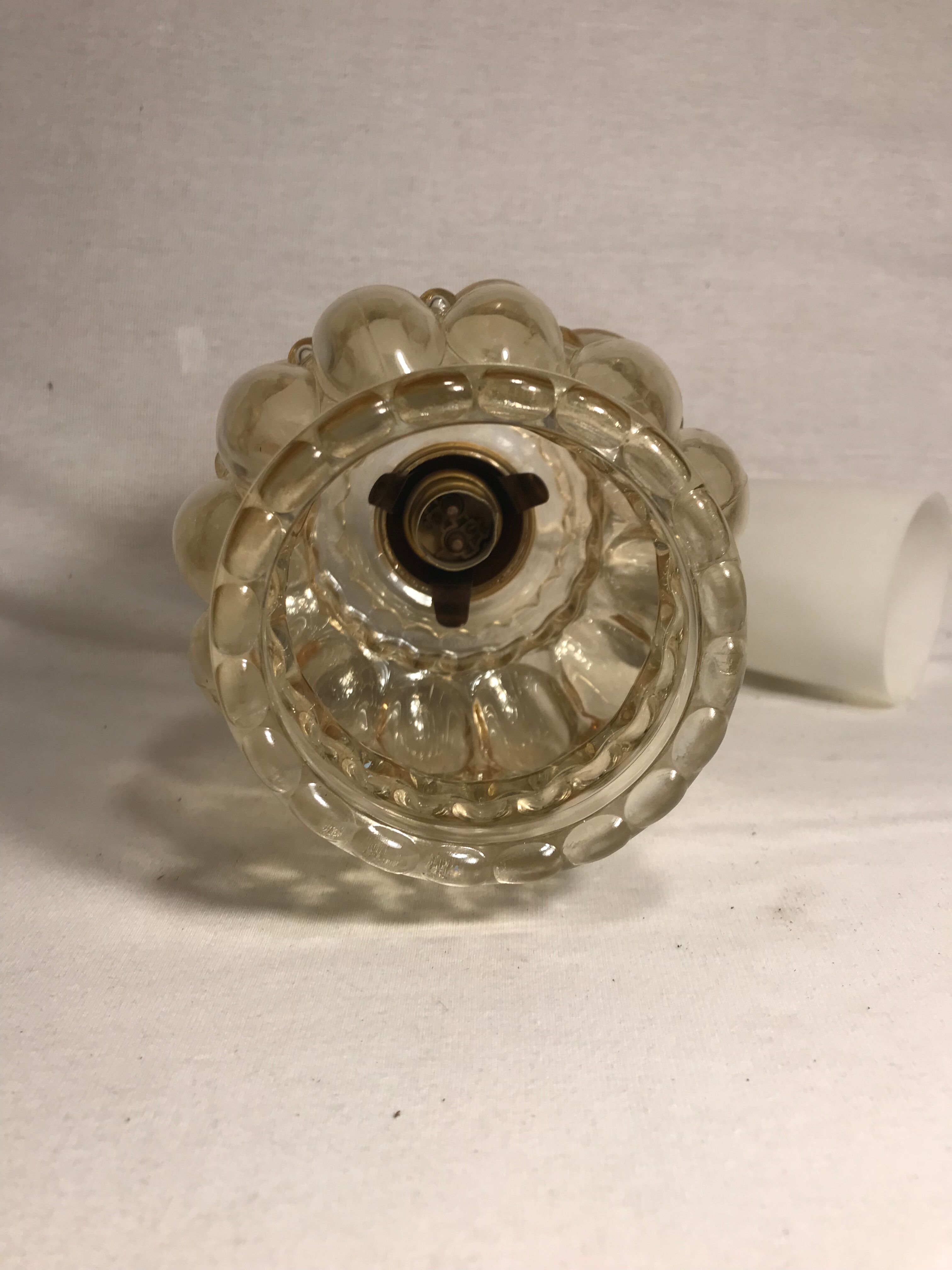 Suspension chandelier ceiling light glass golden years 70 vintage