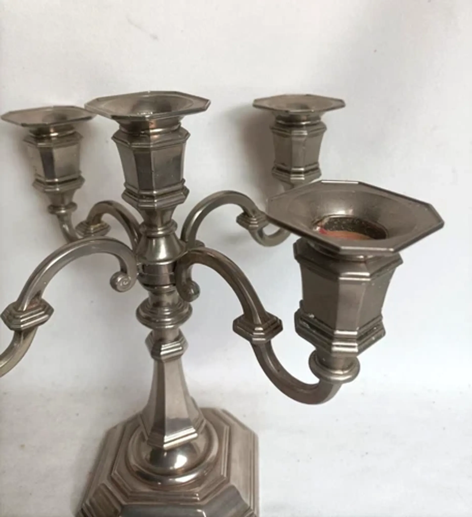 Silver-plated candle holder with 5 lights - late 20th century vintage