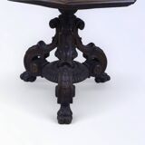 Table basse / d'appoint réglable en bois sculpté - Style Henri II - 1900.