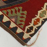 Kilim Vintage Anatolien Rouge – Motifs Géométriques, Laine, 88x125 Cm