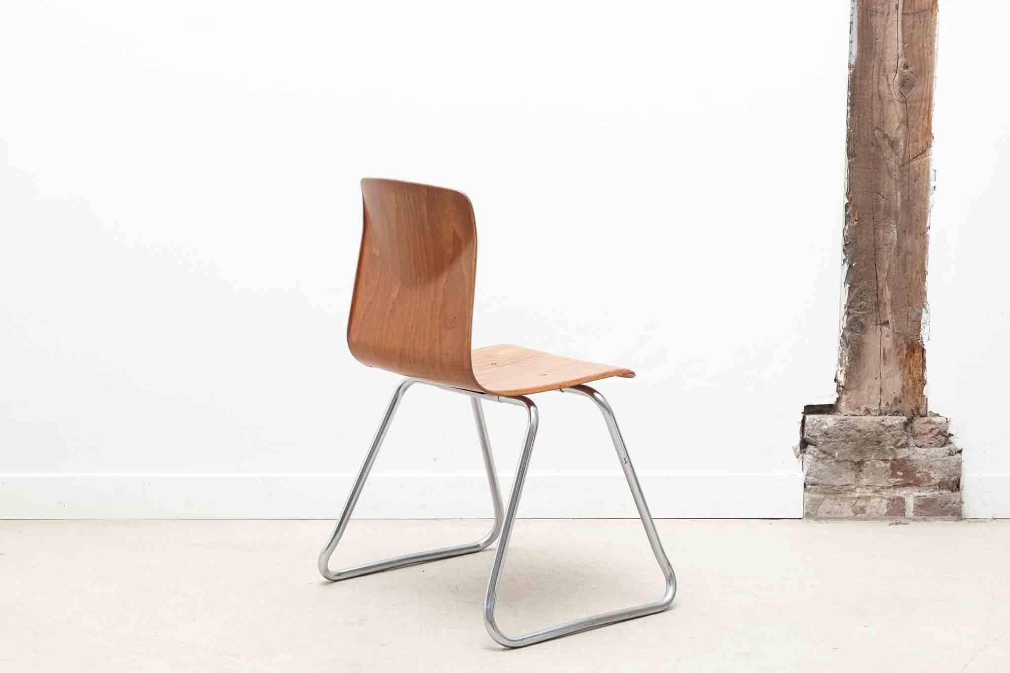 Flötotto chair with straight shell, oak and chrome