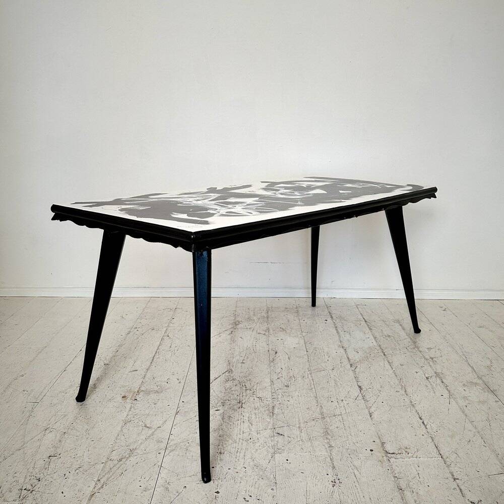Abstract Painted Dining Table in Black and White, 1953