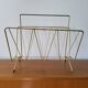 Vintage gold metal magazine rack 1950s-70s newspaper holder