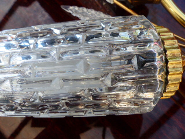 Large vintage brass and glass wall light 1950