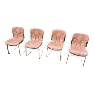 Lot of 4 Cidue chairs by Willy Rizzo vintage 70's