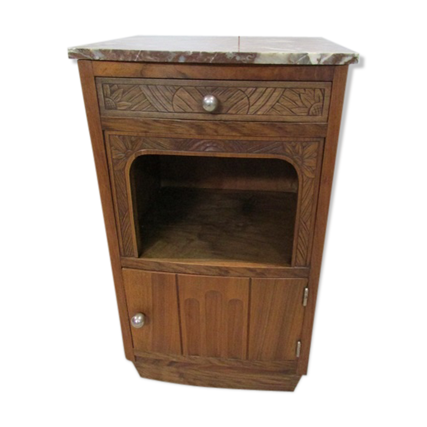 Art déco in massive walnut bedside table