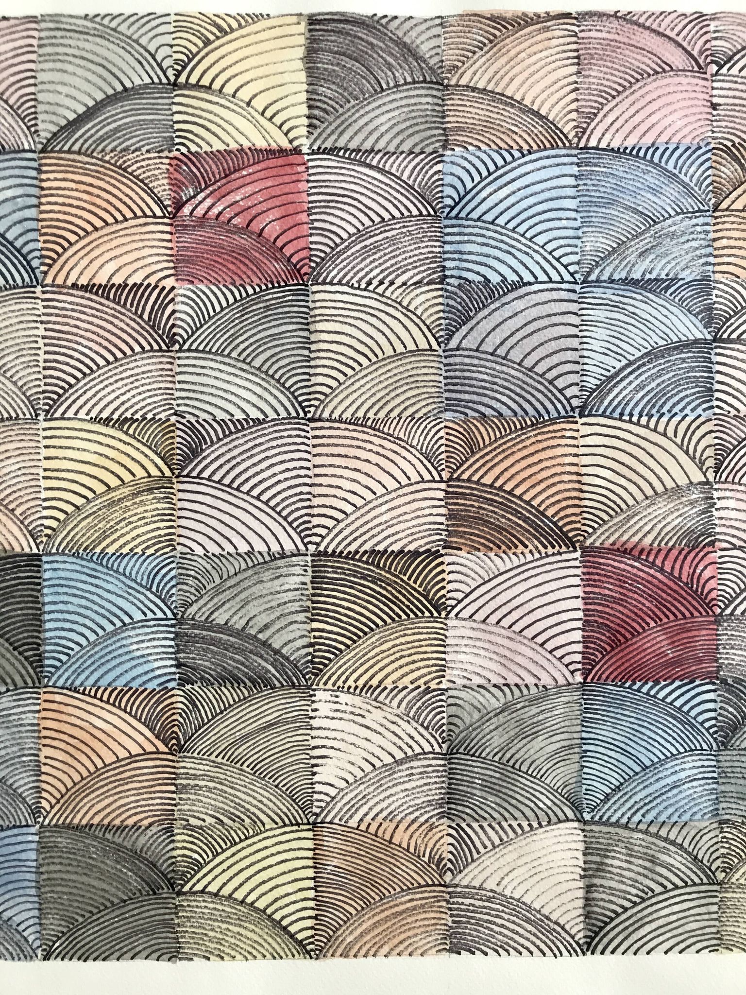 Contemporary school: mixed technique on paper, Untitled (shell), circa 2021