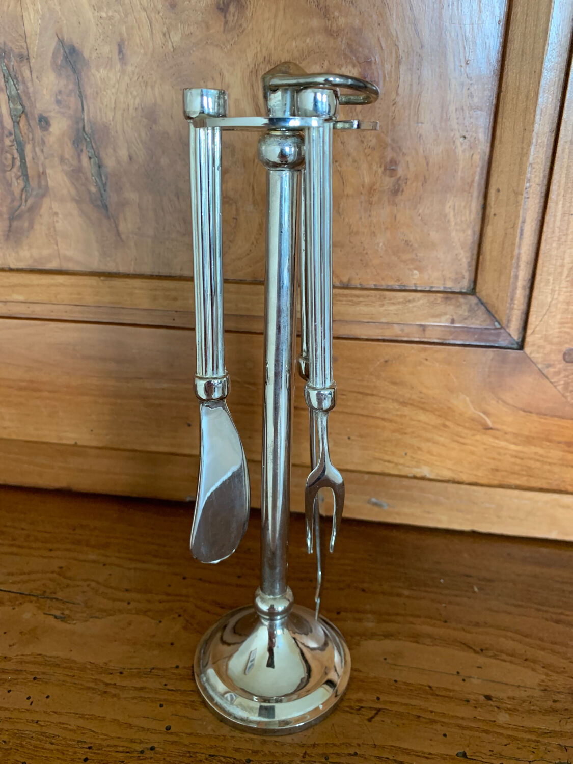 Cheese cutlery servant, Fork, Silver metal knife