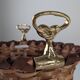 David Marshall brutalist splint wood and cast brass basket, 1970s