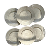 Lot de 6 assiettes en grès gris moucheté 1970