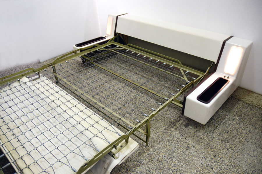 Rare space age sofa bed ‘Tortuga’ in fiberglass with lighting