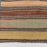 Yellow & Brown Striped Kilim Rug, Turkis Kilim Rug, 152x271Cm