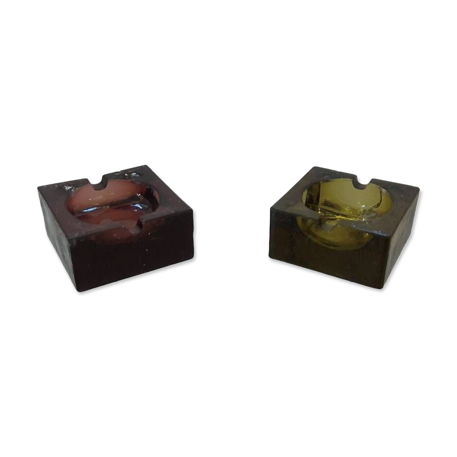 Two vintage glass ashtrays