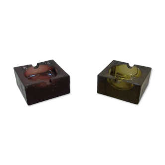 Deux cendriers vintages en verre