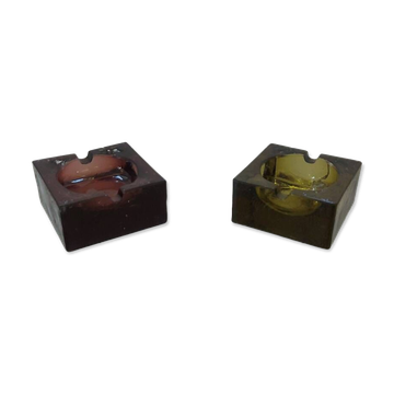 Two vintage glass ashtrays