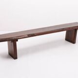 Varnished solid wood bench, mid-20th century