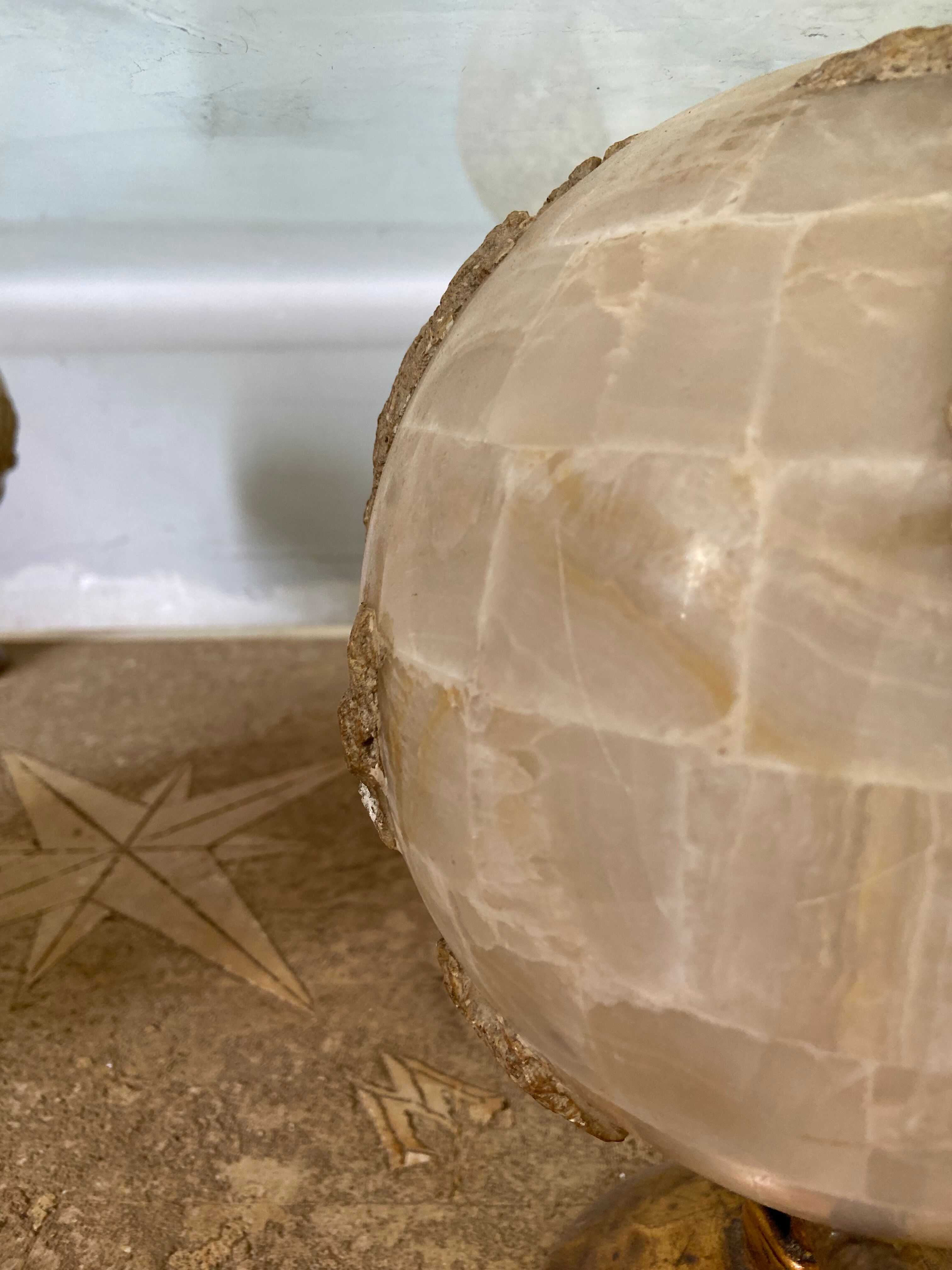 Design coffee table 70-80s in glass and alabaster