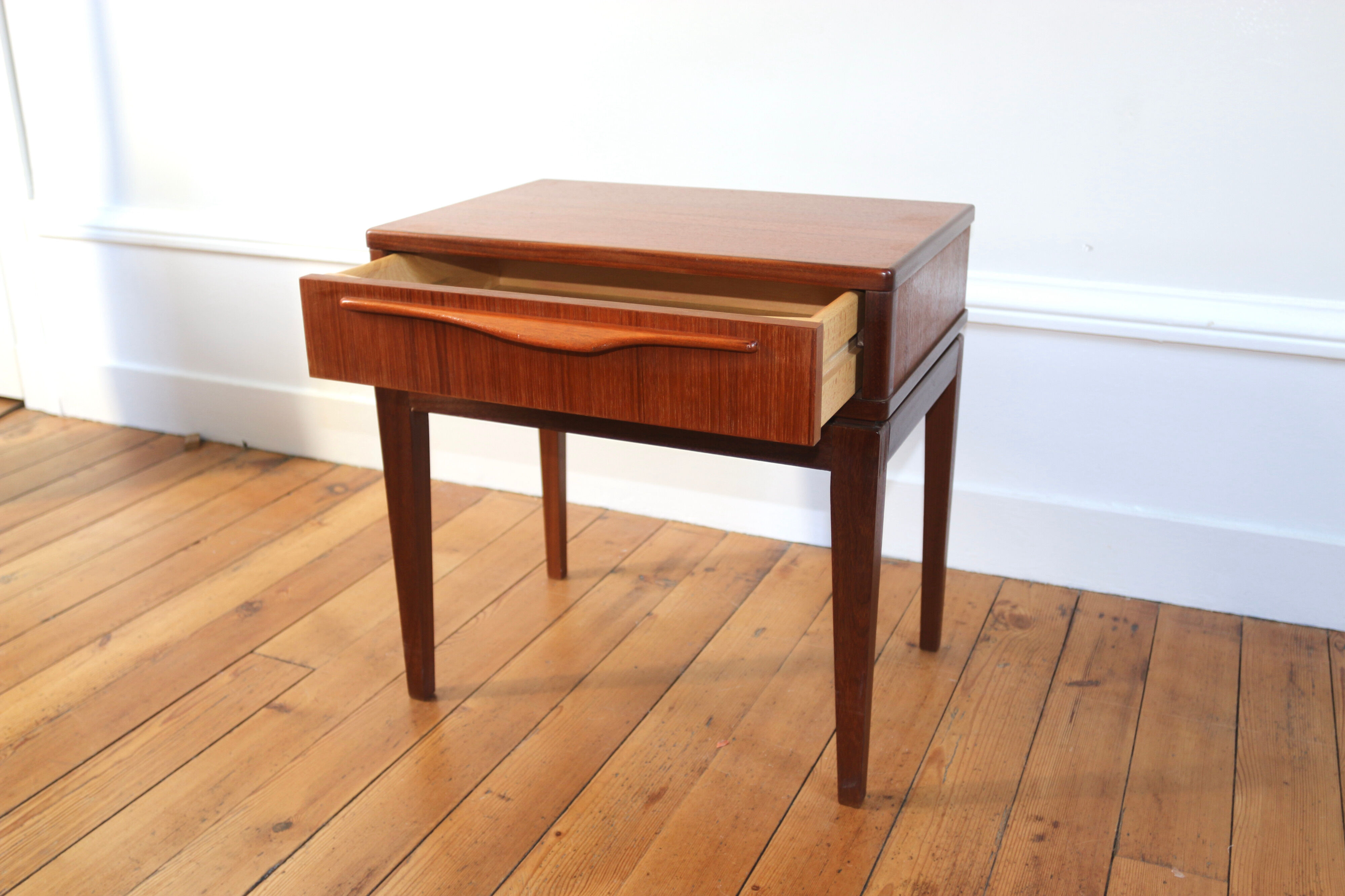Scandinavian bedside table vintage teak 1960