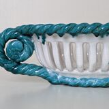Set of 2 twisted earthenware fruit baskets by Sainte Radegonde, 50s