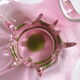 Empty pocket cut pink and green style glass murano