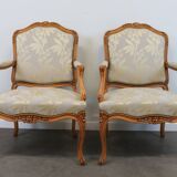 Pair of Louis XV style cabriolet armchairs