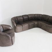 Vintage modular leather sofa and armchair Walter Knoll Piccolino 1960s
