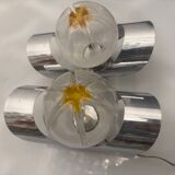 Chrome Murano Glass Sconces by Mazzega Set of 2