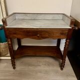 Meuble table de toilette ancien en acajou et marbre