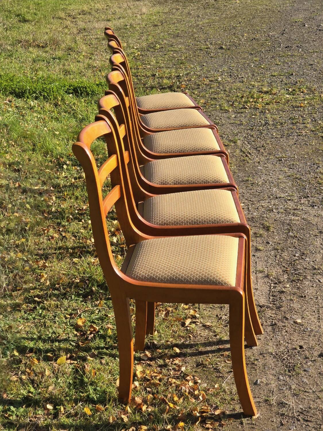Set of six chairs with fabric tops