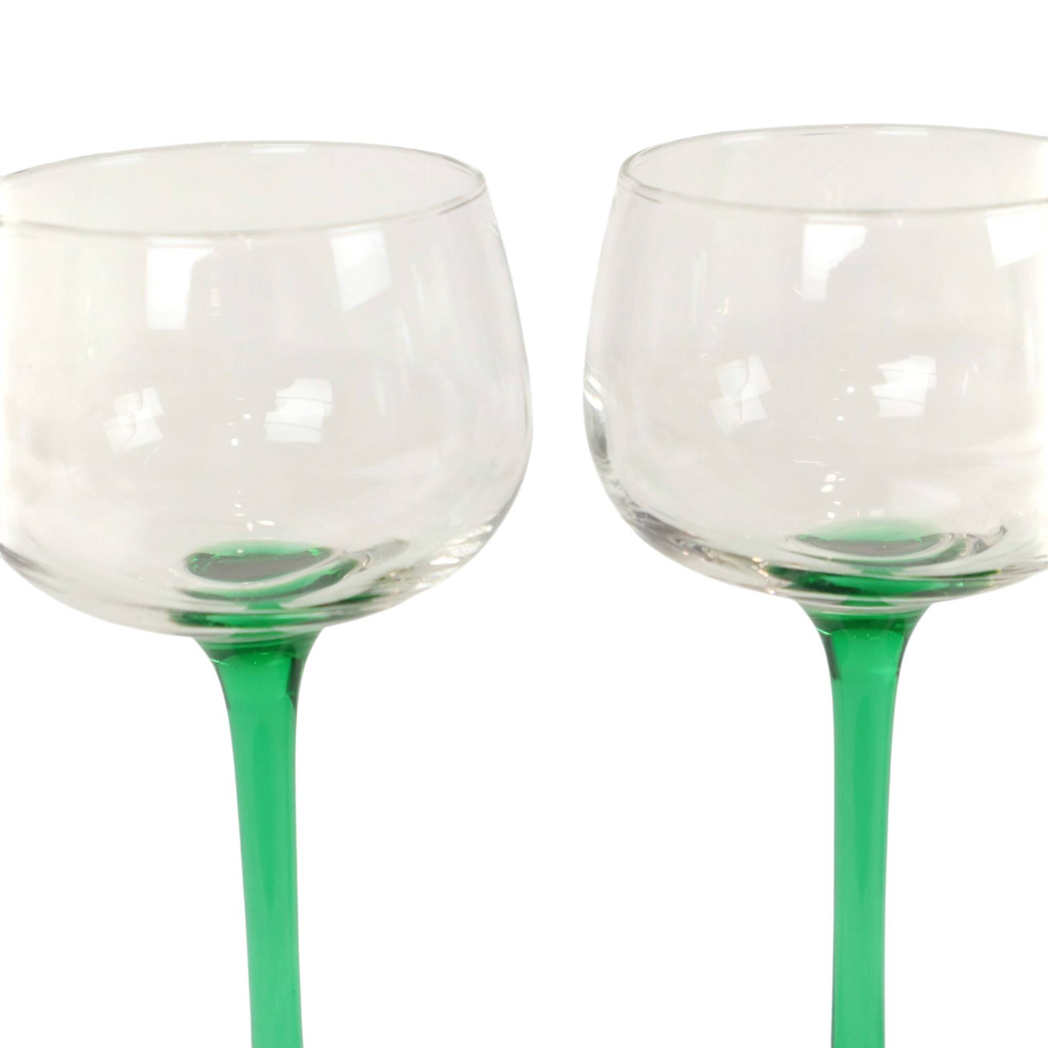 Set of 4 Vintage Luminarc Alsace Wine Glasses Narrow Green Stems