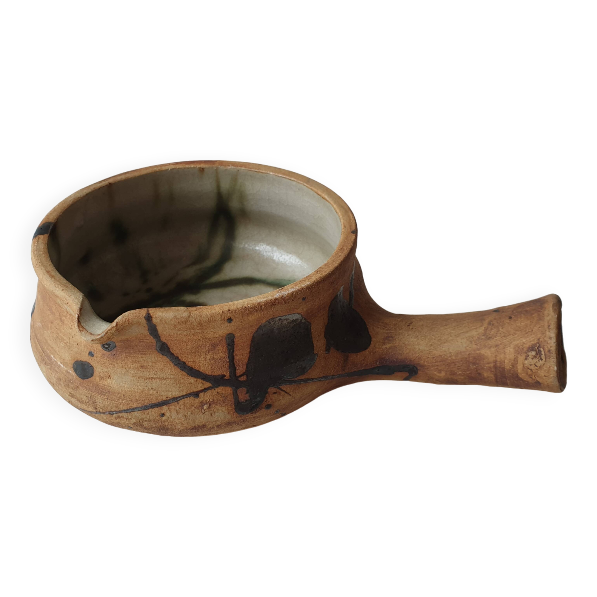 Ceramic fondue pot signed La colombe (Vallauris) 1970s