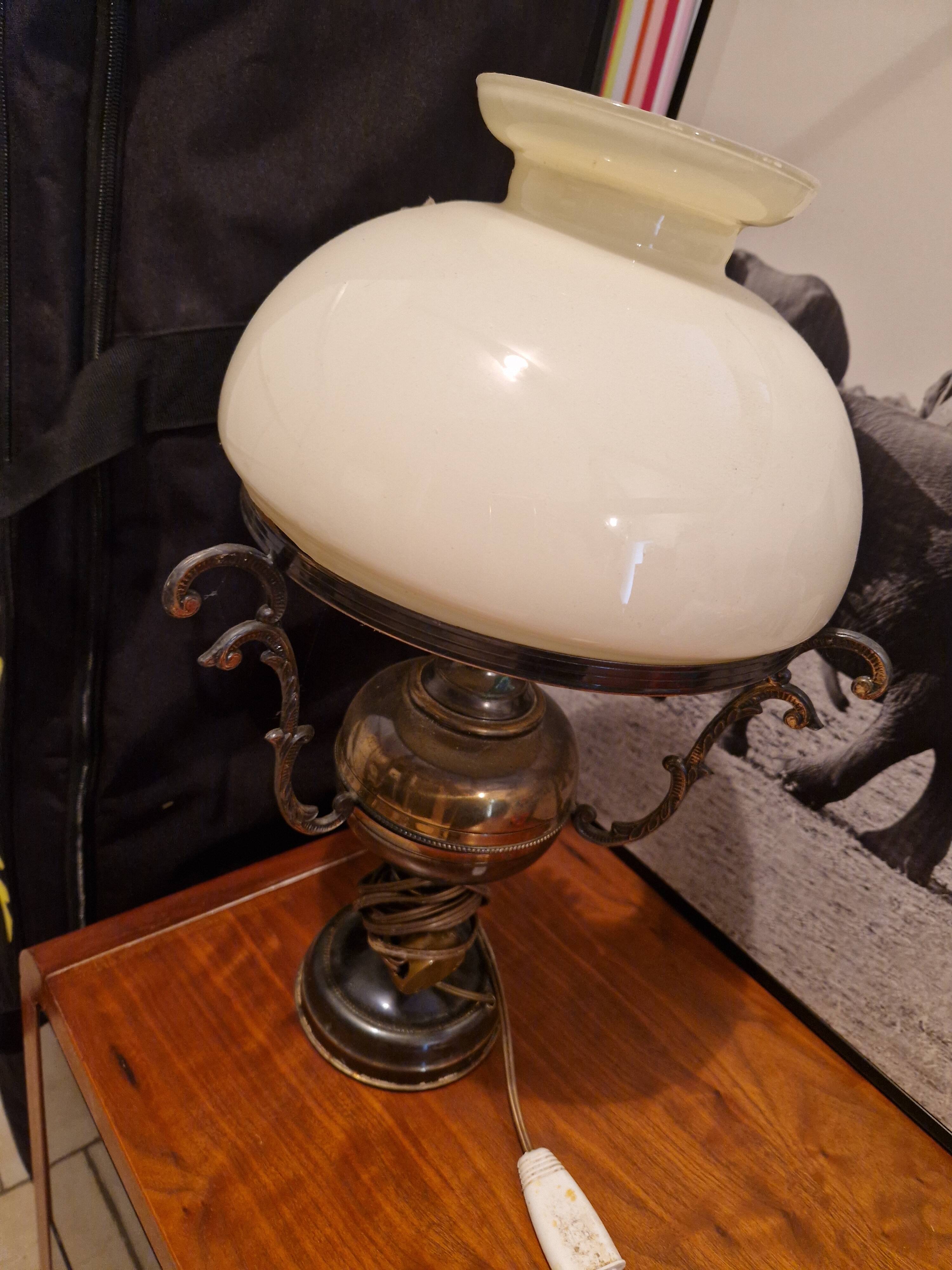 Lampe art déco laiton porcelaine