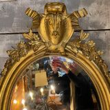 Louis xvi style mirror gilt wood with beveled glass leaf 19th c. period