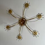 Chandelier with brass and glass grapevines