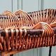 Rectangular wicker basket tray, rope & wood
