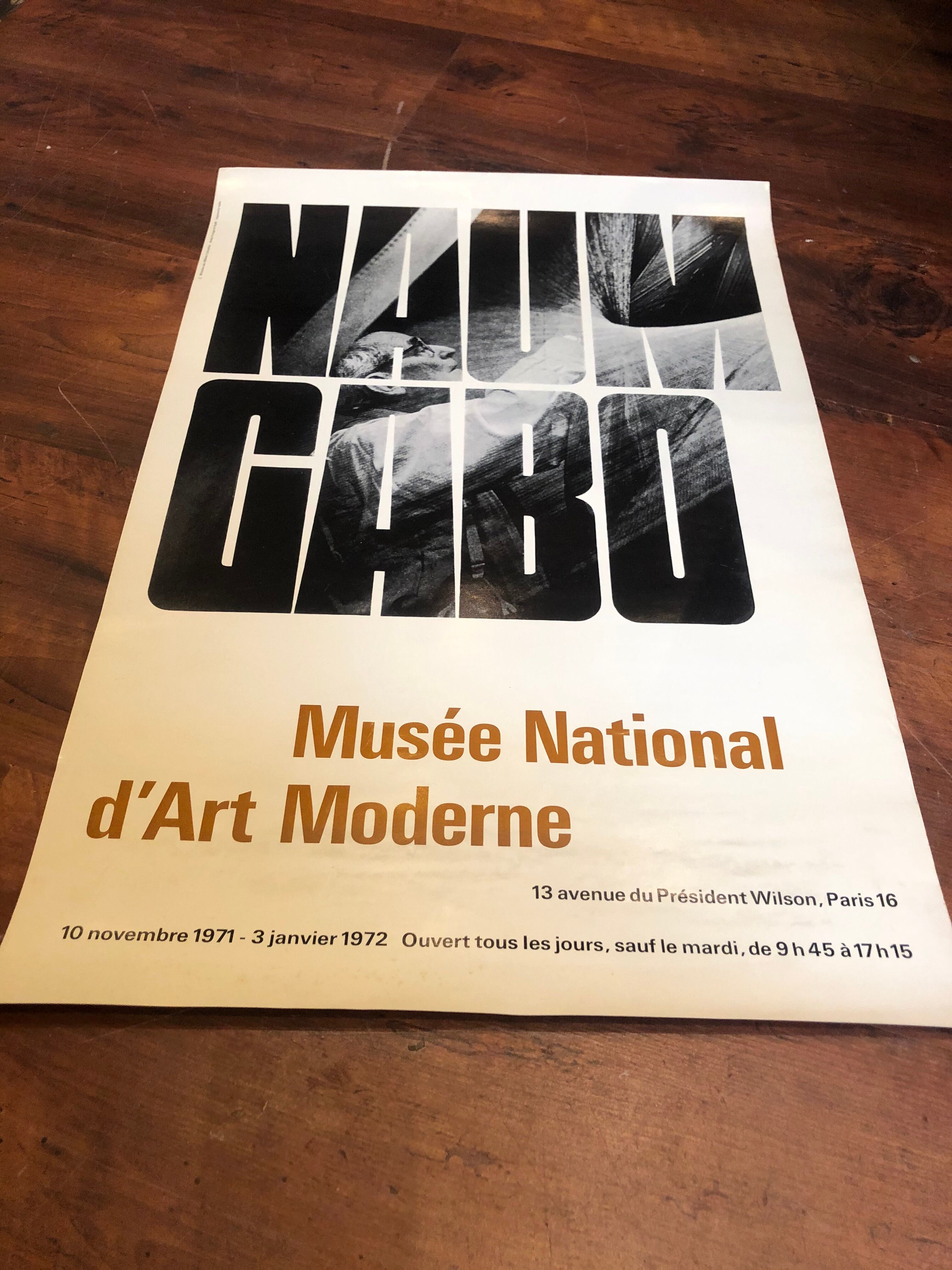 Original POSTER NAUM GABO National Museum of Modern Art in Paris 1971 / 1972 in TBE
