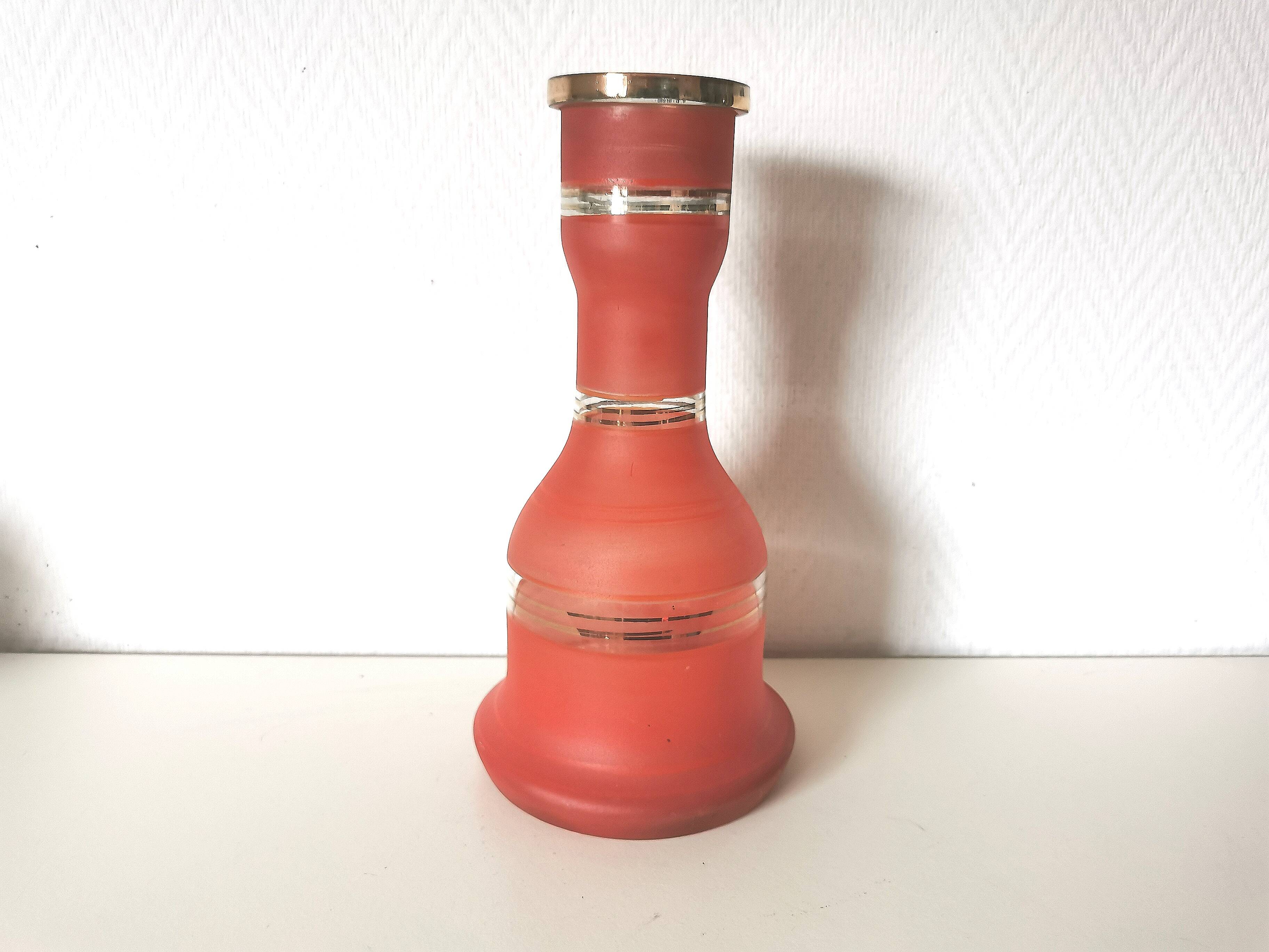 painted glass vase, red and gold granite appearance
