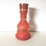 vase en verre peint , aspect granité rouge et doré